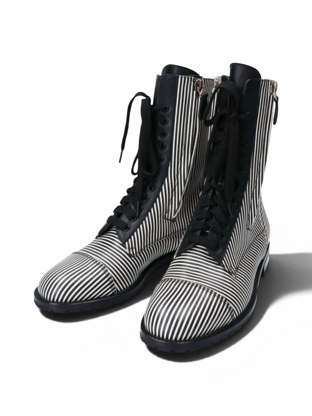 Manolo Blahnik RARE striped military style boots size 8.5, never worn